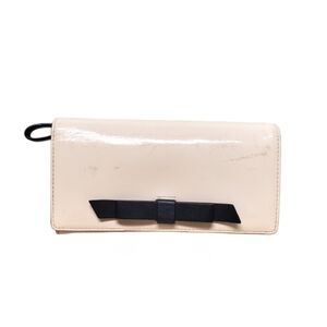 kate spade Pale Pink Patent Clutch with Black Bow